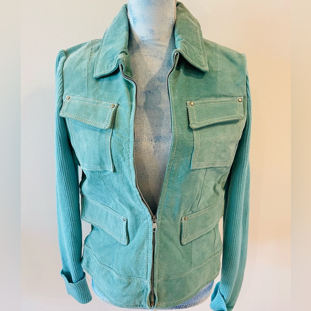 Turquoise Suede Jacket NWT - RUNS SMALL Genuine Leather
